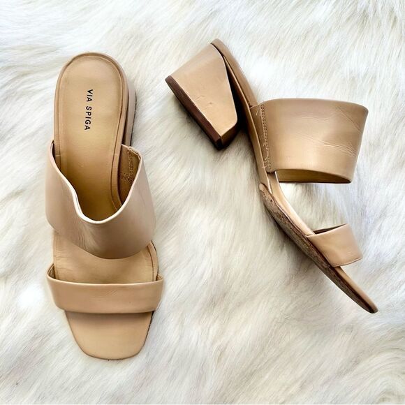 Via Spiga Phillipa Slide Leather Sandal in Tan Size 8.5 - Picture 2 of 9